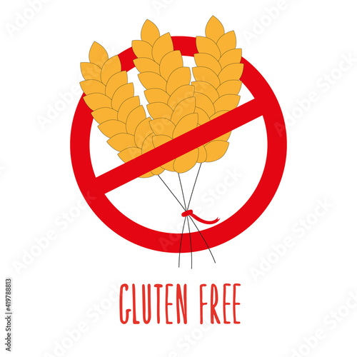 Gluten free label. No wheat symbol with phrase