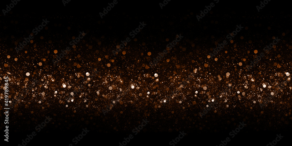 Fototapeta premium Golden bokeh glitter bokeh effect black background 3d illustration