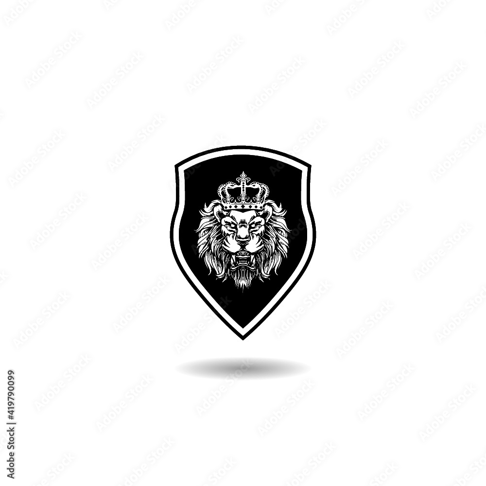Fototapeta premium Lion Shield Logo with shadow