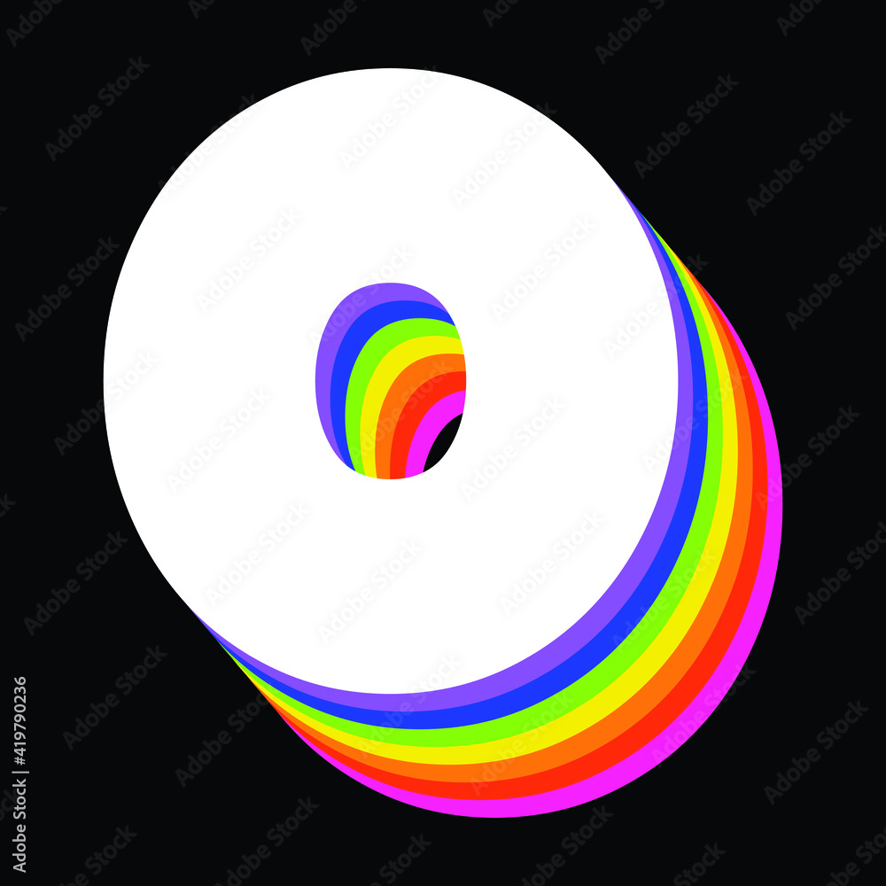 Obraz premium number Zero written in rainbow colors for display