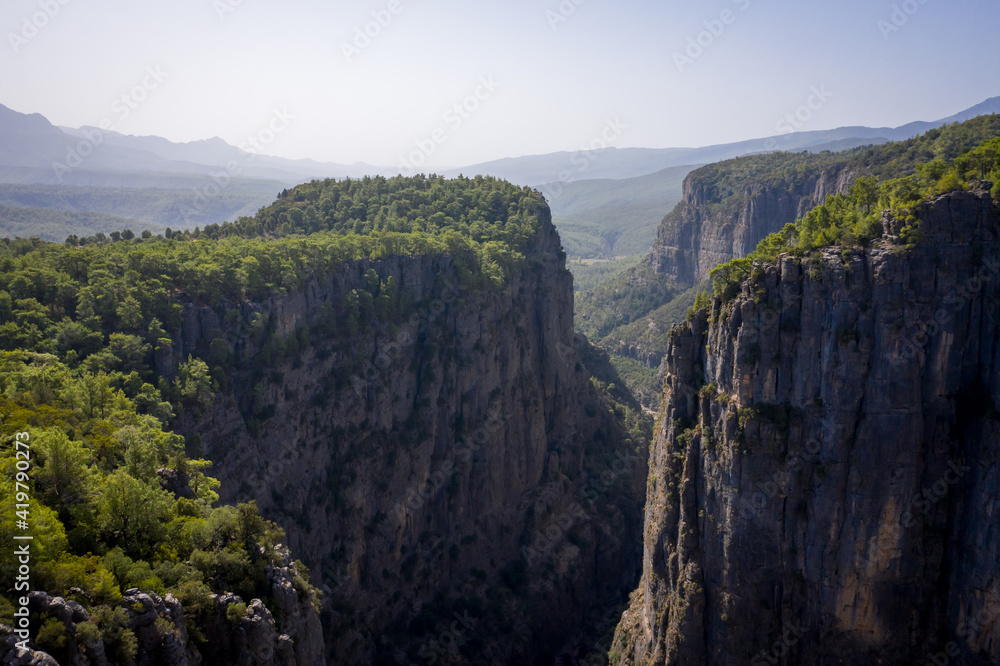 Naklejka premium Tazi Canyon (Bilgelik Vadisi) in Manavgat, Antalya, Turkey. Amazing landscape and cliff. Greyhound Canyon, Wisdom Valley.