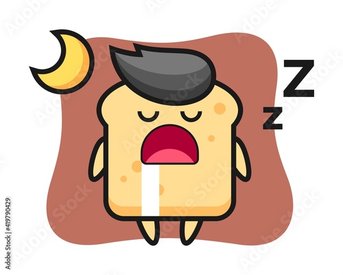 Bread character illustration sleeping at night