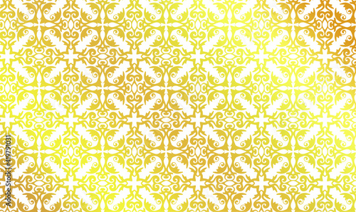 Hintergrund Vorlage Template Muster Struktur floral Ornament in Gold glänzend auf weiß Mitte klar Schönheit antik Gitter Tapete barock rokkoko Jugendstil victorianisch Karo Raute edel Stoff