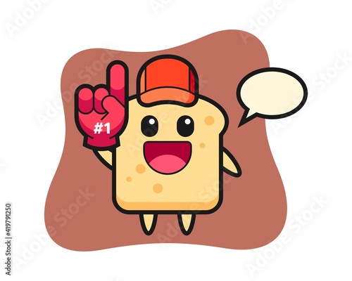 Bread illustration cartoon with number 1 fans glove