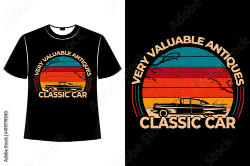 T-shirt classic car antiques retro vintage style