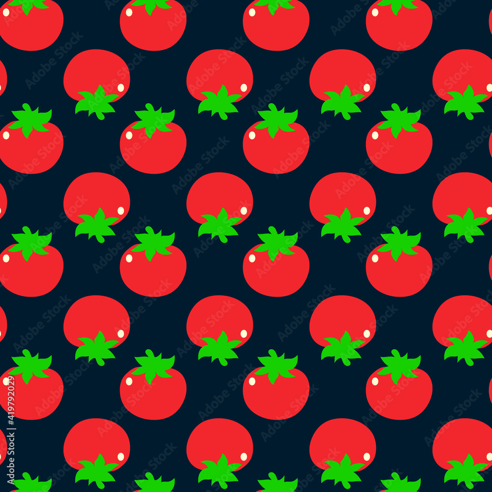 Seamless pattern with tomatoes.Can be used for wallpaper,fabric, web page background, surface textures Seamless pattern with tomatoes.Can be used for wallpaper,fabric, web page background, surface textures