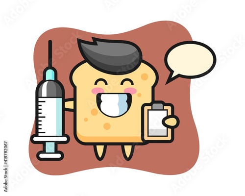 Mascot illustration of bread as a doctor