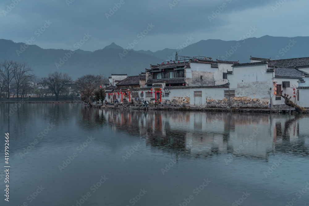 Fototapeta premium Hongcun village, a historic Chinese village in Anhui province, China.
