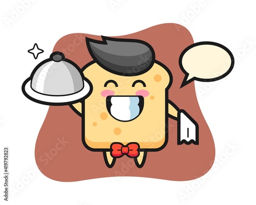 Character illustration of bread as a waiters