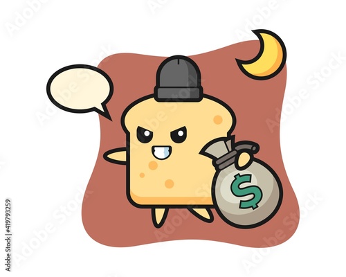 Illustration of bread cartoon is stolen the money
