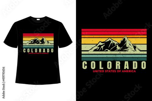 T-shirt colorado mountain beautiful retro style