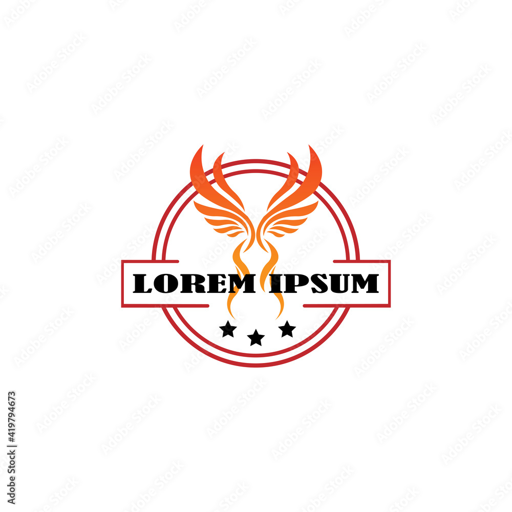 Obraz premium Phoenix rose Wings Logo design