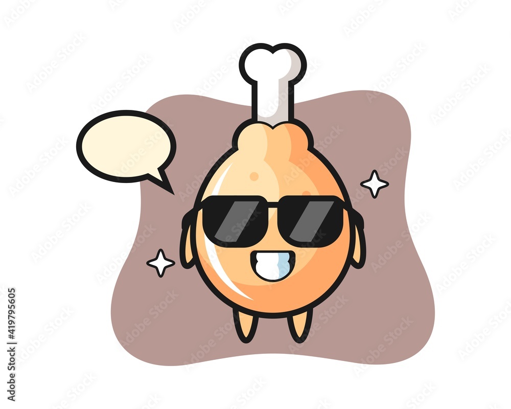 Obraz premium Cartoon mascot of fried chicken with cool gesture