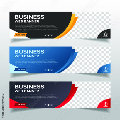 Business web banner collection with place for photo. Vector EPS 10