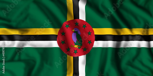 Dominica flag realistic waving photo