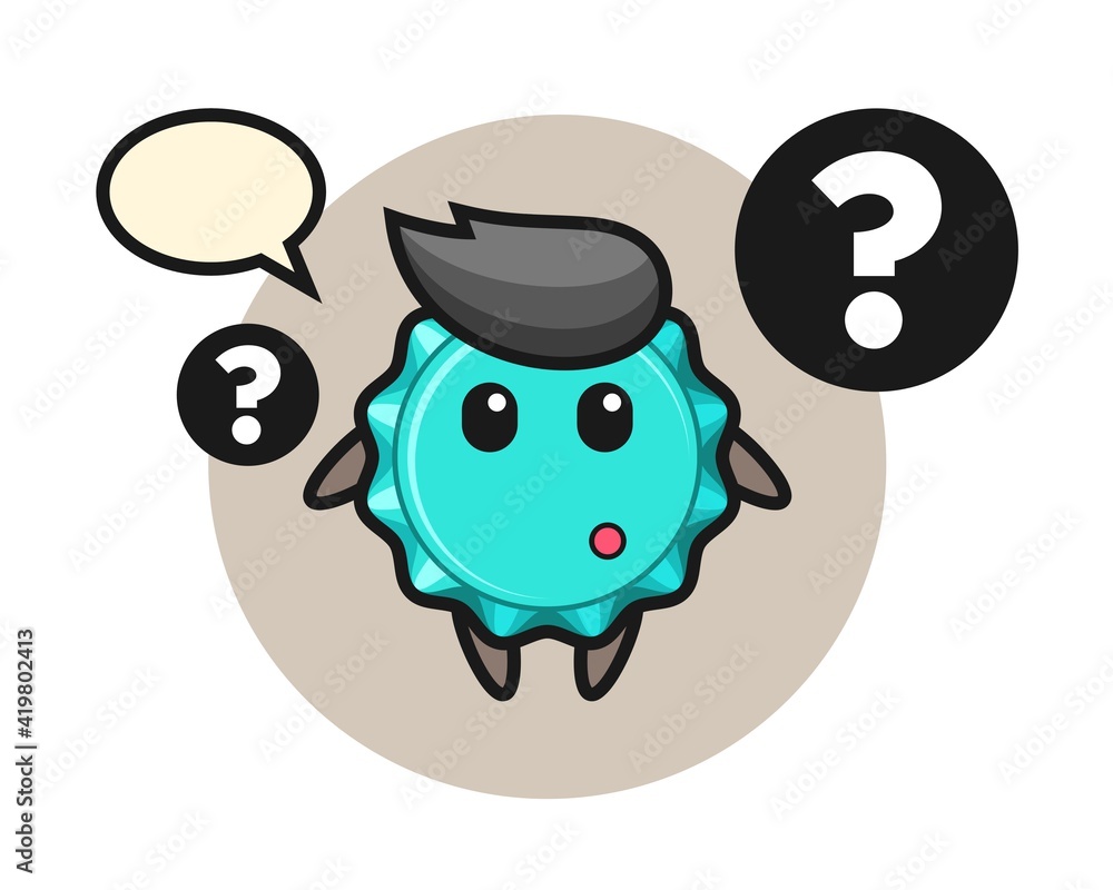 Cartoon Illustration of bottle cap with the question mark Cartoon Illustration of bottle cap with the question mark