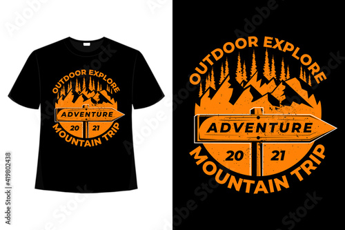 T-shirt adventure mountain trip outdoor explore vintage style