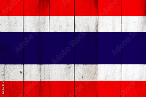 Thailand flag on wooden wall pattern background