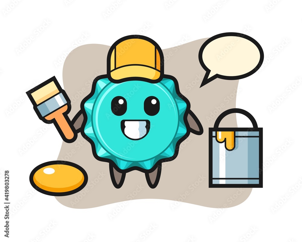 Fototapeta premium Character Illustration of bottle cap as a painter