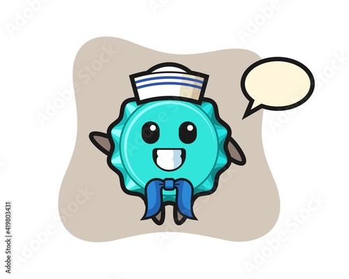 Character mascot of bottle cap as a sailor man