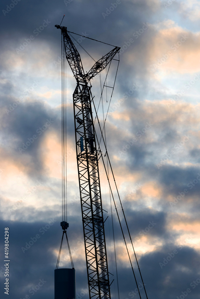 a modern wind turbine construction site a modern wind turbine construction site