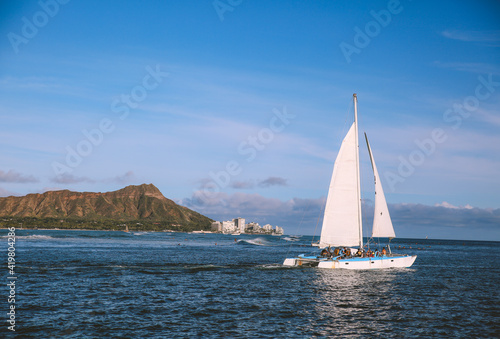 Sailboat in the sea Honolulu Oahu Hawaii | Nature Ocean Landscape Travel