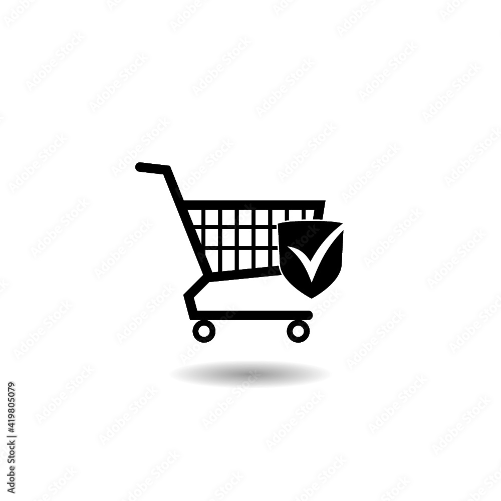 Simple shopping cart icon with shadow