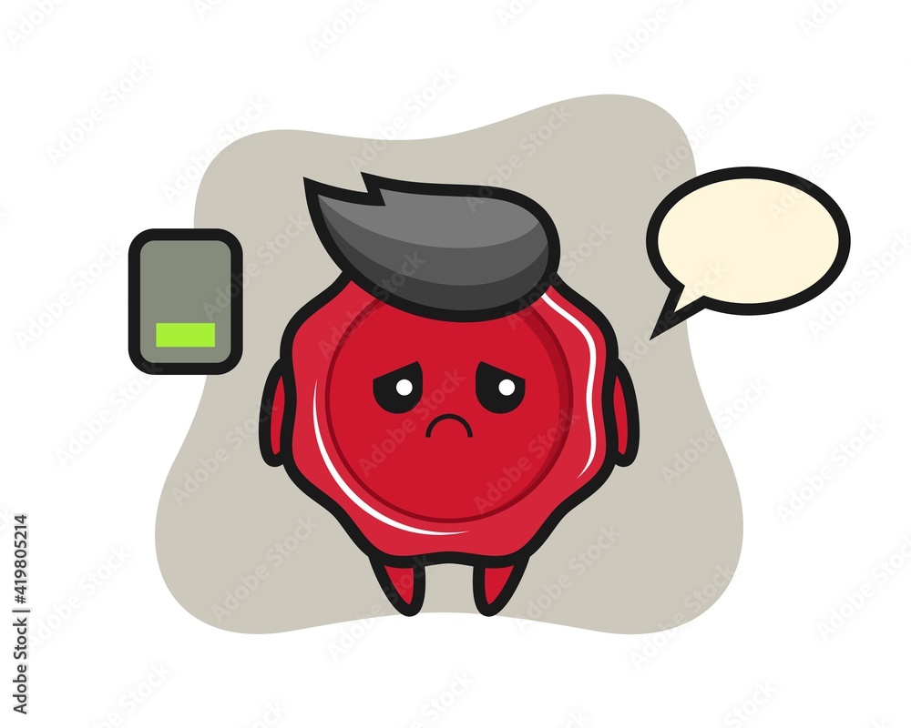 Sealing wax mascot character doing a tired gesture Sealing wax mascot character doing a tired gesture