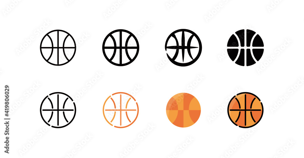 Basketball Icon Set (8 different style vector icon set) Basketball Icon Set (8 different style vector icon set)