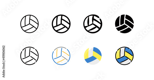 Volleyball Icon Set (8 different style vector icon set)