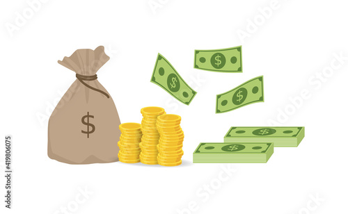 bag of money and coins