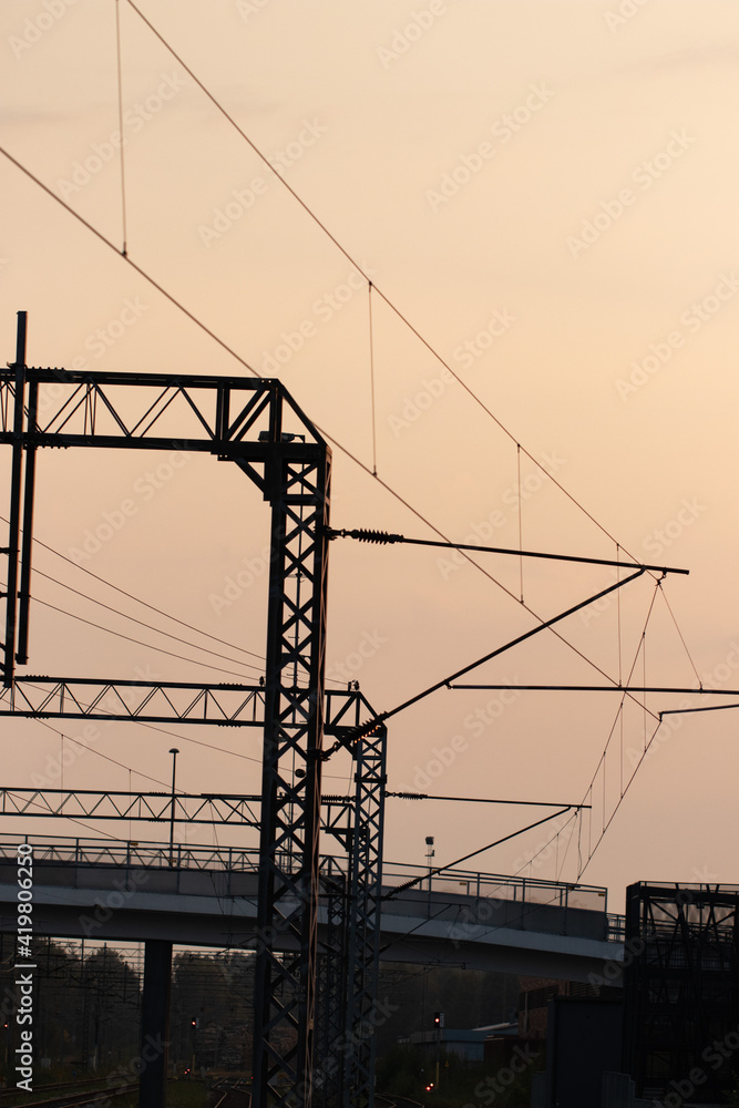 Train Station, Finland. Industrial Landscape in Sunset Train Station, Finland. Industrial Landscape in Sunset