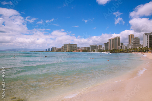 Fototapeta Naklejka Na Ścianę i Meble -  Waikiki bay Honolulu Oahu Hawaii
