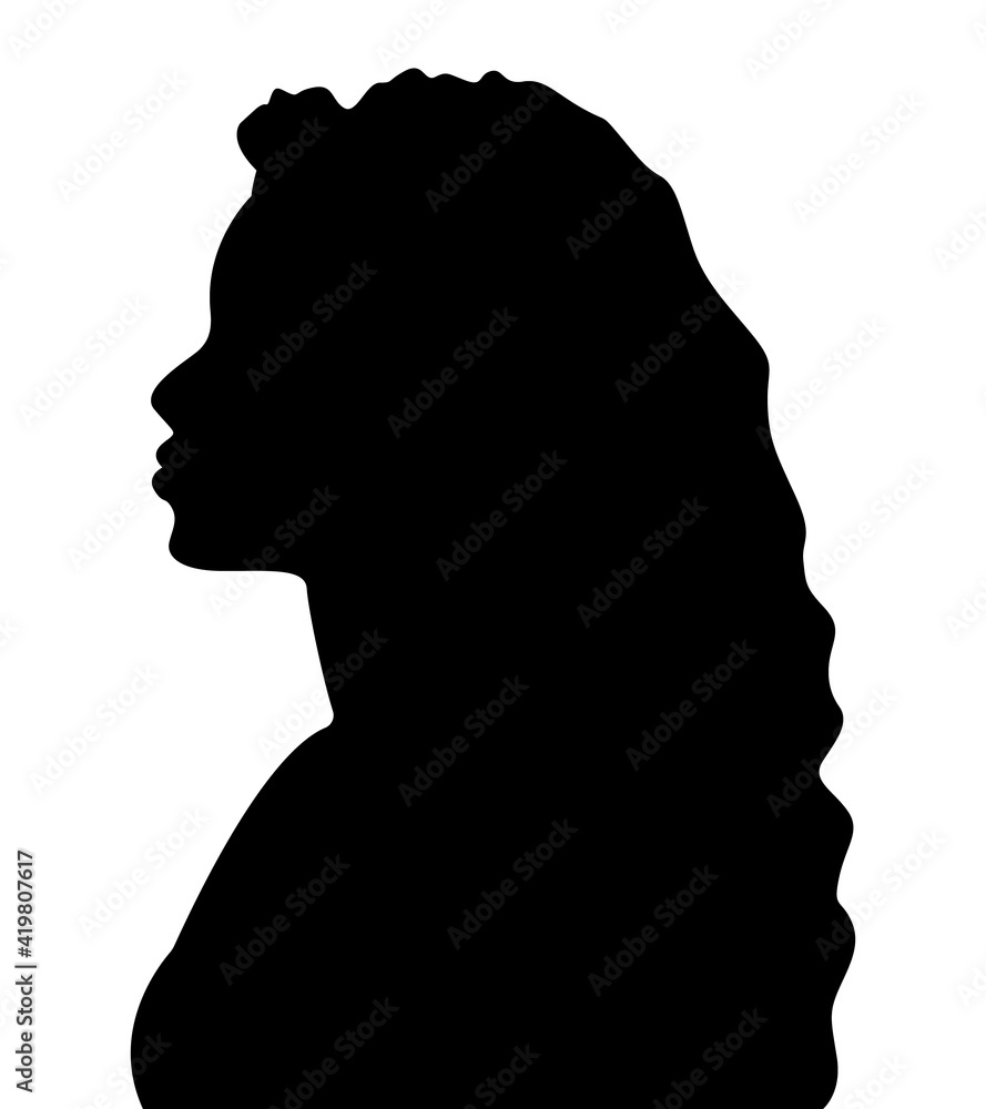 Black color silhouette of people profile picture on white background. Vector illustration. Unknown person.	