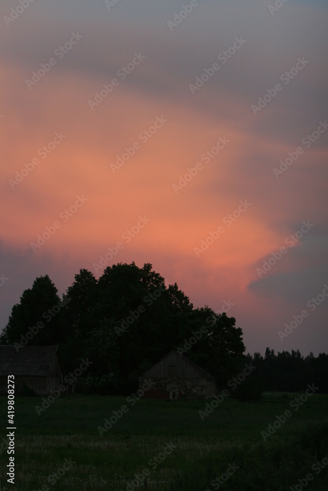 sunset over the countryside