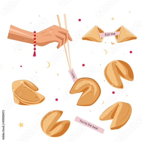 A set of Chinese fortune cookies.