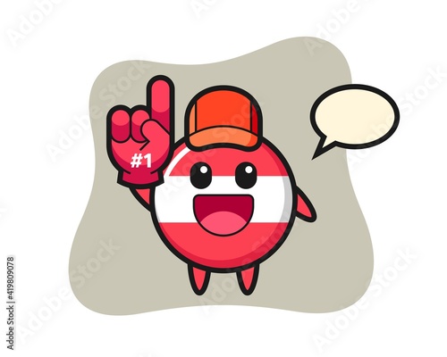 Austria flag badge illustration cartoon with number 1 fans glove