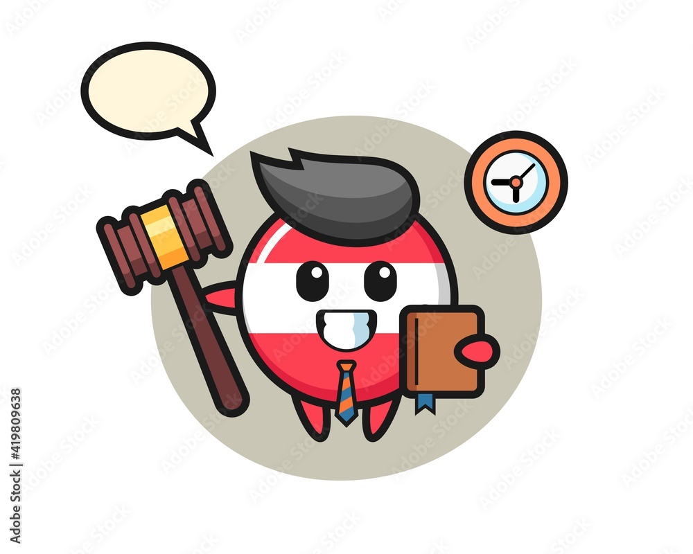 Mascot cartoon of austria flag badge as a judge