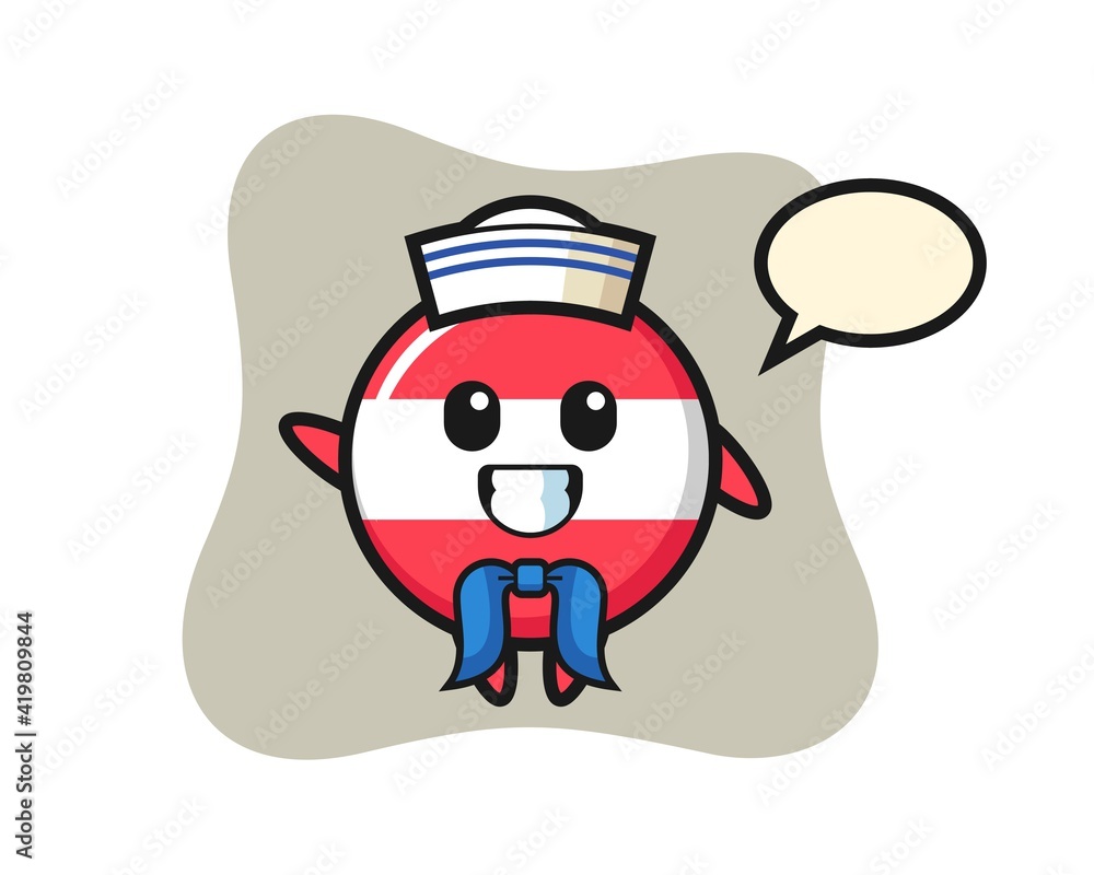 Character mascot of austria flag badge as a sailor man Character mascot of austria flag badge as a sailor man
