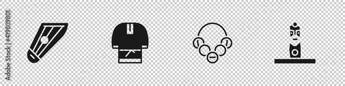 Set Kankles, Kosovorotka, Russian bagels and Slavic pagan idol icon. Vector.