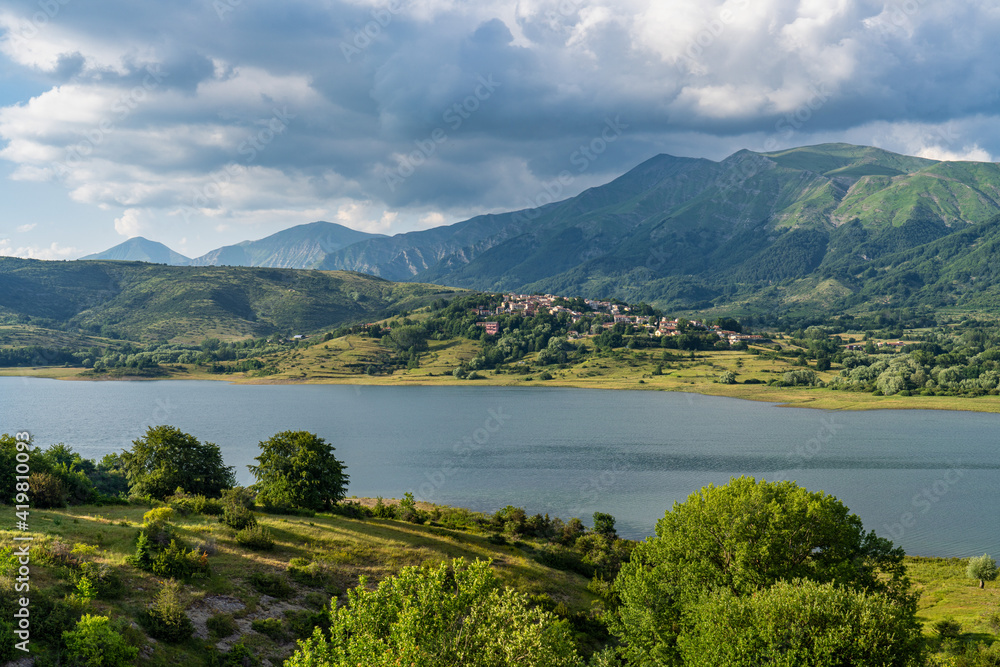 Lake of Campotosto in Abruzzo, Italy, province of L'Aquila