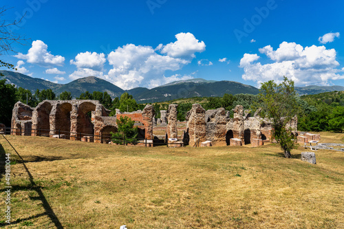 The Roman amphitheater of Amiternum near San Vittorino in the Aquila, Italy photo