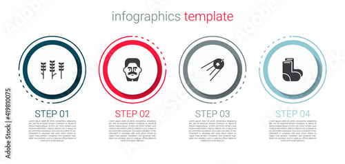 Set Wheat, Joseph Stalin, Satellite and Valenki. Business infographic template. Vector.