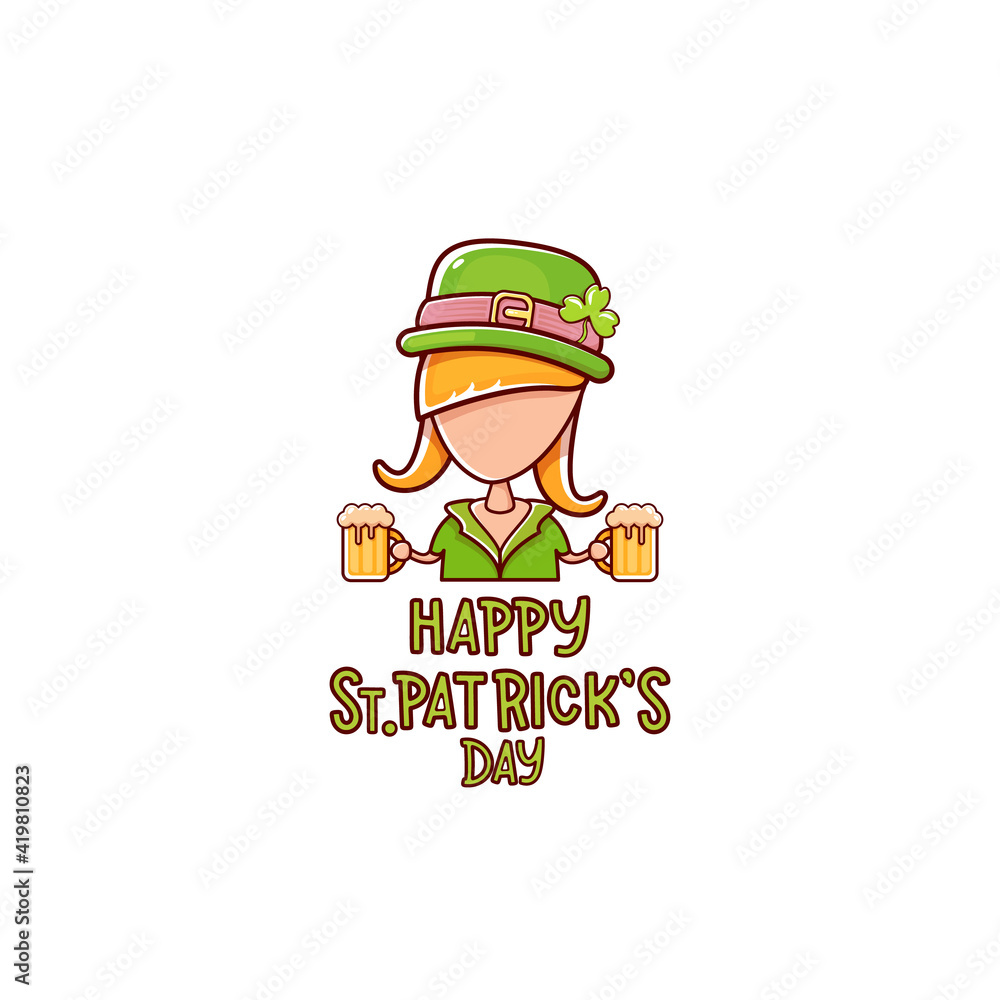 PrintSaint Patrick girl holding beer isolated on white background. Happy st patricks day banner or poster with redhead woman and calligraphic greeting text. Cartoon st Patrick girl line art icon PrintSaint Patrick girl holding beer isolated on white background. Happy st patricks day banner or poster with redhead woman and calligraphic greeting text. Cartoon st Patrick girl line art icon