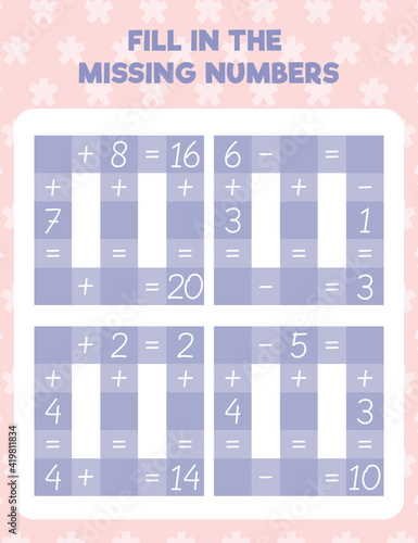 Math worksheet practice print page. Fill in the missing numbers. Count and write.