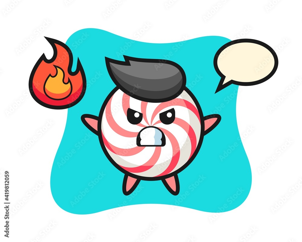 Candy character cartoon with angry gesture Candy character cartoon with angry gesture