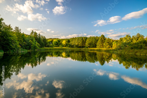 Nature landscape of mountain forest and lake  4k video