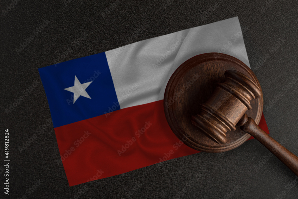Judges gavel and the flag of Chile. Law and Justice. Constitutional law