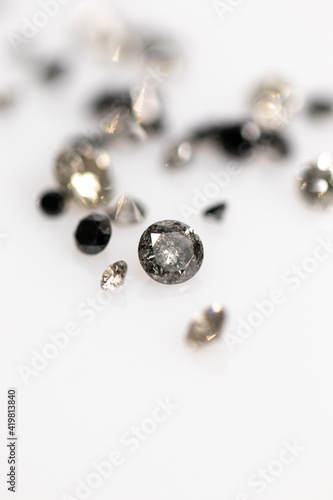 Wallpaper Mural Natural Salt and Pepper Diamonds. Brilliant Cut Gemstones. Faceted Torontodigital.ca