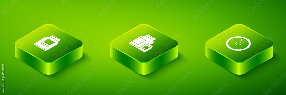 Set Isometric Sports nutrition, Weight plate and icon. Vector. Set Isometric Sports nutrition, Weight plate and icon. Vector.